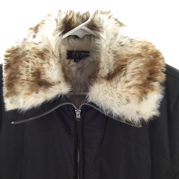 Diva Faux Rabbit Fur  Black Jacket - Picture 5 of 8